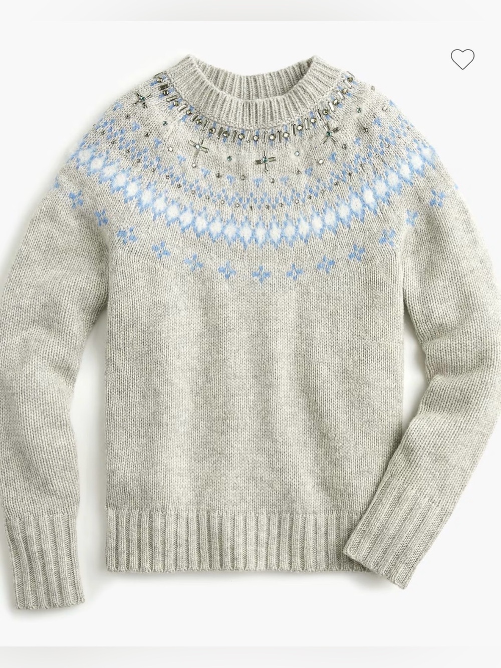 J. Crew Embellished Lambs Wool Blend Fair Isle Crewneck Sweater - NWT Size XXS